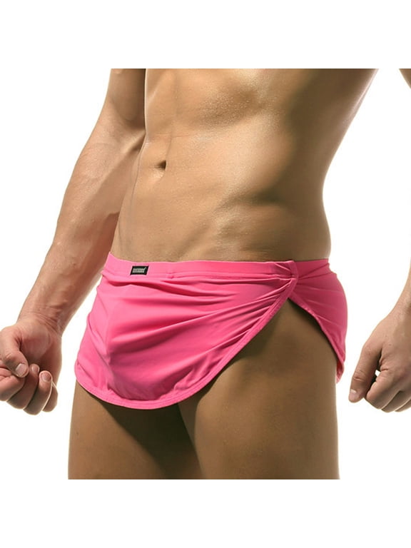 Mens Underwear,-Thin Split Side Underwear Loincloth Thong Breathable Briefs Athletic Shorts Mens Low Rise Split Shorts Exotic Short s,Mens Underwear Boxer Briefs,Pink,XL