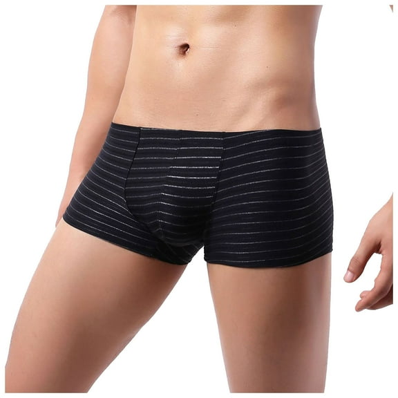 Mens Underwear Men's Underwear Fashion Trend Color Stripes Comfortable Low Waist Boxer Briefs