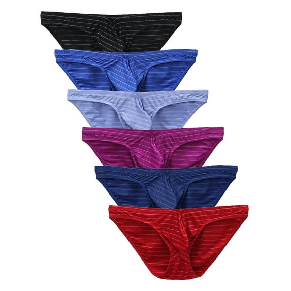 Mens Underwear Men's Underwear Low Waist Fashion Color Stripes Comfortable Erotic Panties 6PC