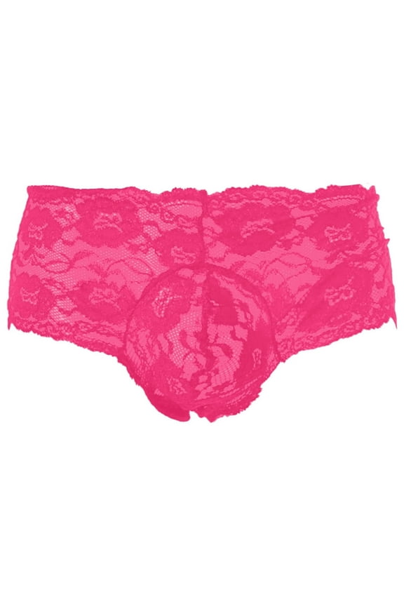 Mens Underwear,Men's Underwear Rose Lace Transparent Mesh Low Waist Comfortable Breathable Soft Stretch Fit Shorts For Daily Wear,Men's Underwear,Pink,M