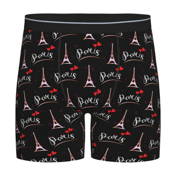 Mens Underwear, Paris Eiffel Tower Mens Underwear Boxer Briefs, Soft Breathable Underwear Long Leg For Men