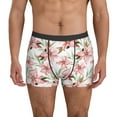 thumbnail image 1 of Mens Underwear, Pink Lilies Flowers Sexy Mens Underwear Boxer Briefs, Breathable Boxer Briefs for Men, 1 of 5