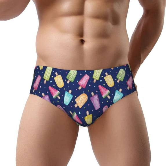 Mens Underwear - Popsicle print colorful Breathable Comfort Men's Underwear Briefs, Soft Sexy Stretch Classic Fit Mens Bikini Underwear