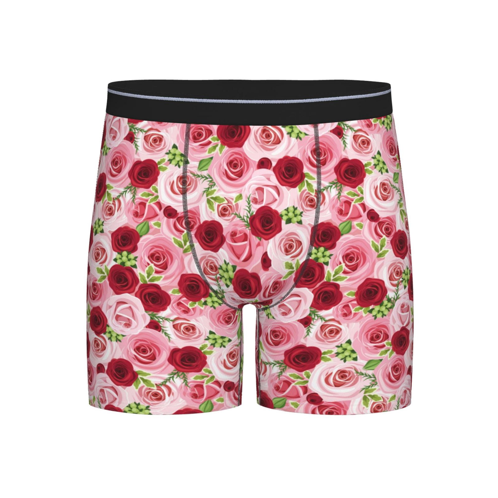 Mens Underwear, Rose Flowers Pink Red Mens Underwear Boxer Briefs, Soft ...