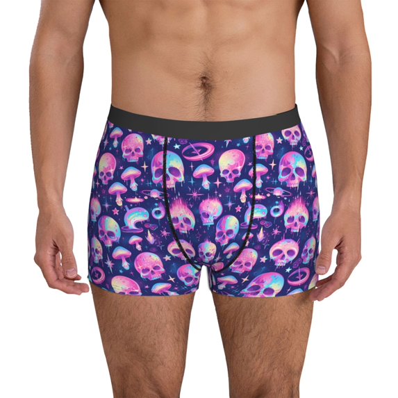 Mens Underwear - Skull rainbow color Breathable Stretch Boxers for Men Athletic Mens Boxer Briefs