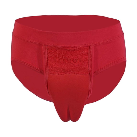 Mens Underwear Soft Stretch Briefs with Contoured Pouch Support, Breathable Nylon Spandex for Daily Comfort, Red Color 1-Pack,Size S