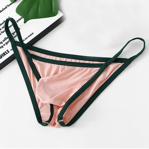 Mens Underwear Thongs Trendy Low Rise Solid Color Stretchy G-String Breathable Support Briefs