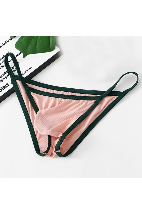 Mens Underwear Thongs Trendy Low Rise Solid Color Stretchy G-String Breathable Support Briefs