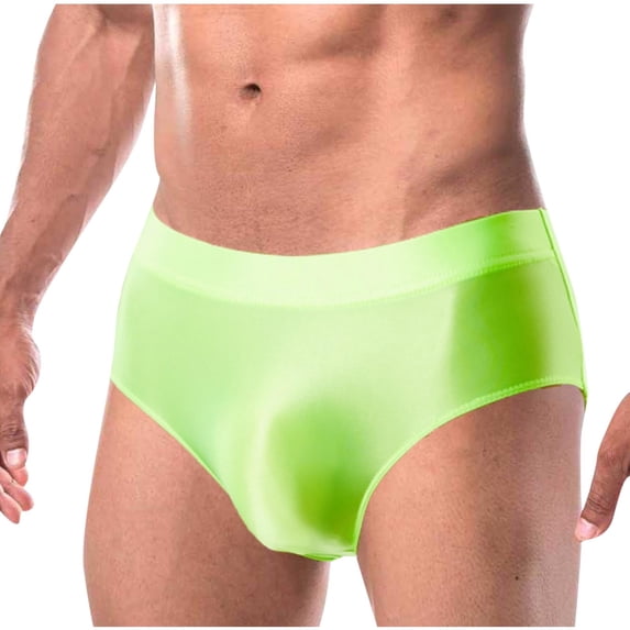 Mens Underwear Trendy High-Cut Mid Waisted Silk Briefs Casual Solid Stretchy Comfort Support Basic Brief Clearance Sale