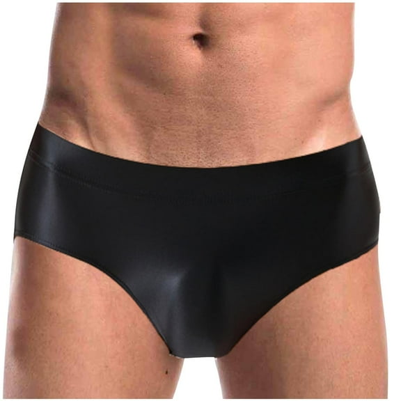Mens Underwear Trendy High-Cut Mid Waisted Silk Briefs Casual Solid Stretchy Comfort Support Basic Brief
