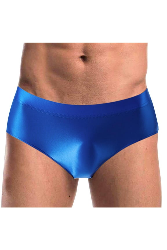 Mens Underwear Trendy High-Cut Mid Waisted Silk Briefs Casual Solid Stretchy Comfort Support Basic Brief