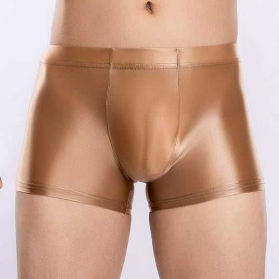 Mens Underwear Trendy Mid Waisted Silk Boxer Briefs Boys Casual Solid Stretchy Comfort Support Basic No Show Underpants