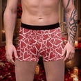 thumbnail image 1 of Mens Underwear Valentine Heart Print Trend Stretch Comfortable Cotton Boxer Briefs Elastic Waistband Soft Breathable Trunks Red S, 1 of 4