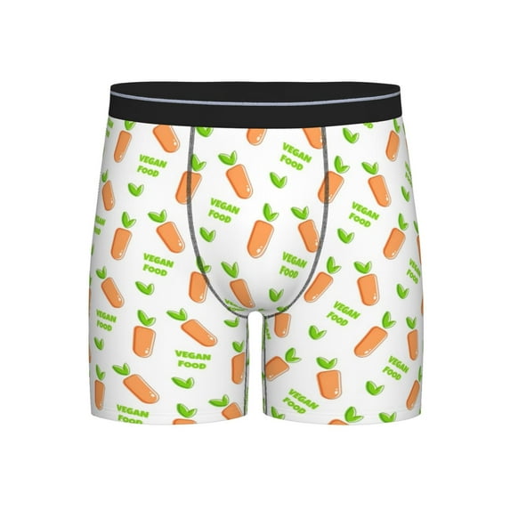 Mens Underwear, Vegan Fruit Carrot Mens Underwear Boxer Briefs, Soft Breathable Underwear Long Leg For Men