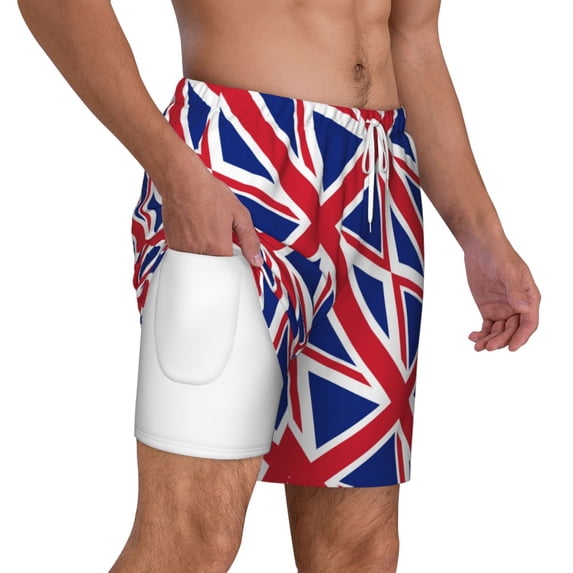 Mens Union Jack All Uk Flag 2 in 1 Quick Dry Swim Trunks with Compression Liner Beach Shorts