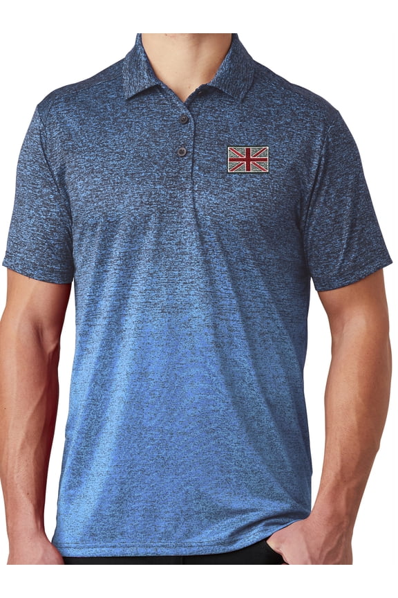 Mens Union Jack Flag Premium Polo Shirt - Carolina Blue/True Navy, Small