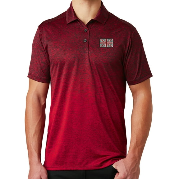 Mens Union Jack Flag Premium Polo Shirt - Deep Red/Black, Large