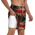 thumbnail image 1 of Mens Union Jack Flag Swimming Trunks with Compression Liner Beach Quick Dry Swim Shorts, 1 of 6