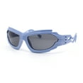 thumbnail image 1 of Mens Unique Elabroate Futuristic Wrap Around Sport Plastic Sunglasses Blue - Black, 1 of 4