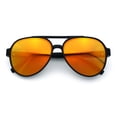 thumbnail image 1 of Mens Unique Metal Flex Hinge Round Fashion Racer Plastic Sunglasses Black - Orange Mirror, 1 of 8