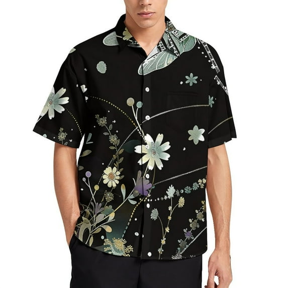 Mens Unique Pattern Dragonfly Button Up Shirts Vacation Summer Clothes