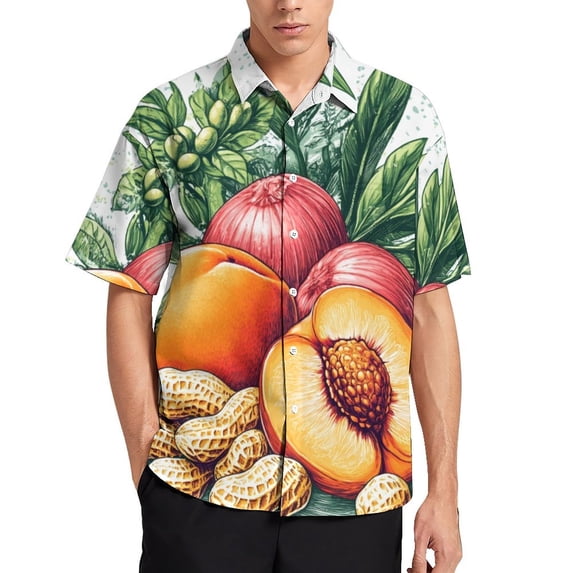 Mens Unique Pattern Tropical Fruits with Exotic Flavors Button Up Shirts Vacation Summer Clothes