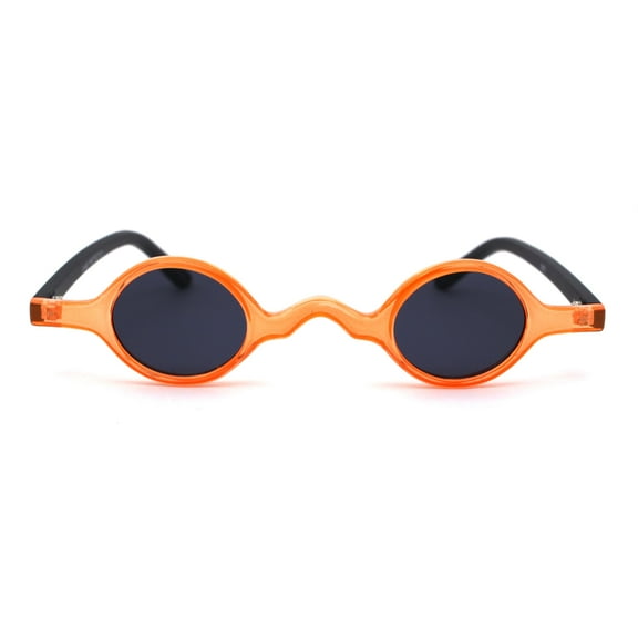 Mens Unique Tiny Round Circle Lens Hippie Pimp Plastic Sunglasses Orange Black