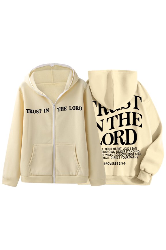 Mens Unisex Zipper Head Trust In The Printed Hoodie Trendy Casual Hop Hoodie Cardigan Jacket Clothes