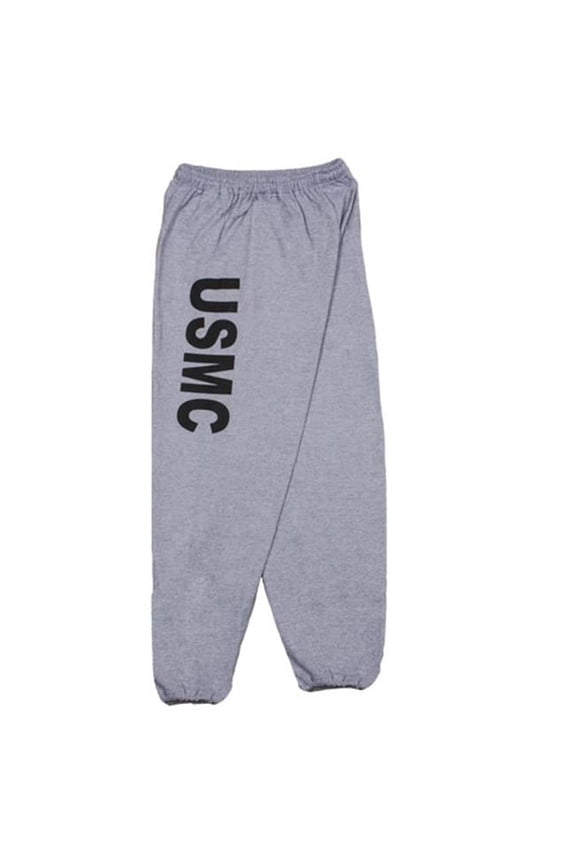 Mens United State Marines Corps One Sided imprint Sweatpant, Heather Grey - Medium
