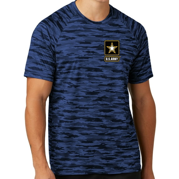 Mens United States Army Logo Moisture-Wicking Camo Tee Shirt, 4XL True Royal Blue