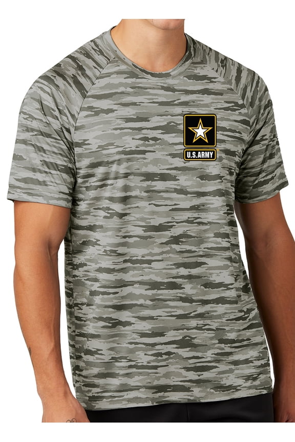Mens United States Army Logo Moisture-Wicking Camo Tee Shirt, XL Silver