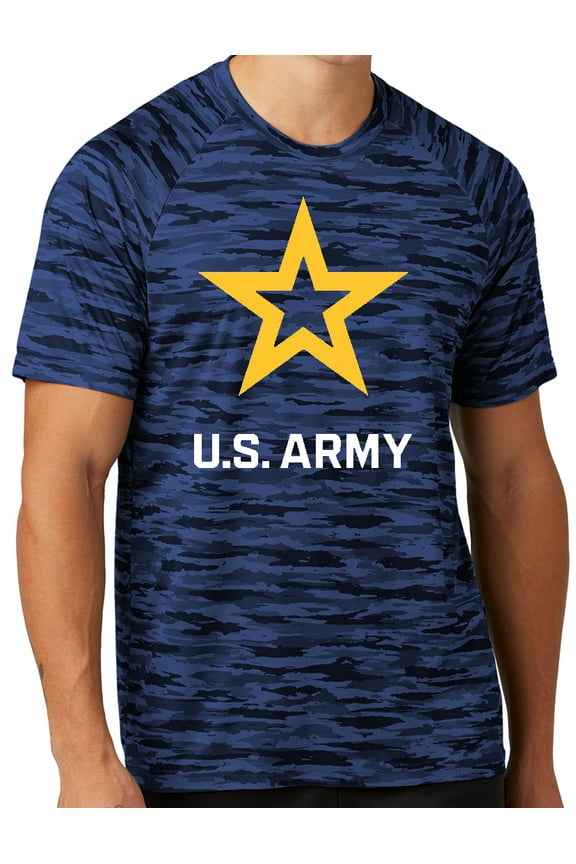 Mens United States Army Star Moisture-Wicking Camo Tee Shirt, 3XL True Royal Blue