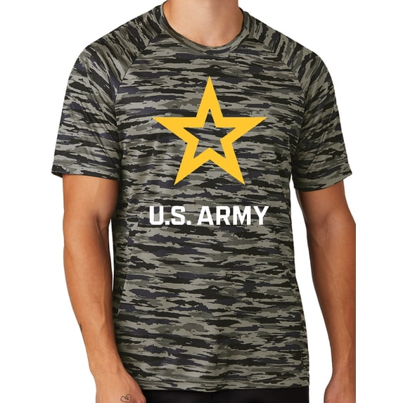 Mens United States Army Star Moisture-Wicking Camo Tee Shirt, 4XL True Navy