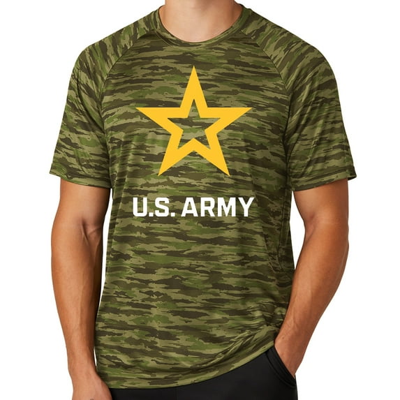 Mens United States Army Star Moisture-Wicking Camo Tee Shirt, Extra-Small Olive Drab