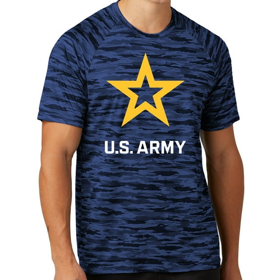 Mens United States Army Star Moisture-Wicking Camo Tee Shirt, Extra-Small True Royal Blue