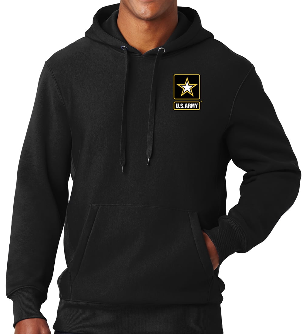 Zerogravitee U.S. Army Hooded Sweatshirt – Black Sleeve Print, Adult Size, 50/50 Cotton Blend