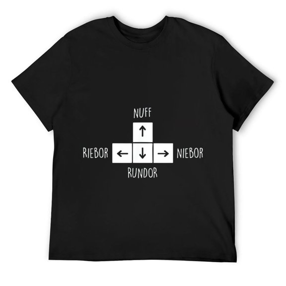 Mens Up down left right - Nuff Rundor Riebor Niebor T-Shirt Black