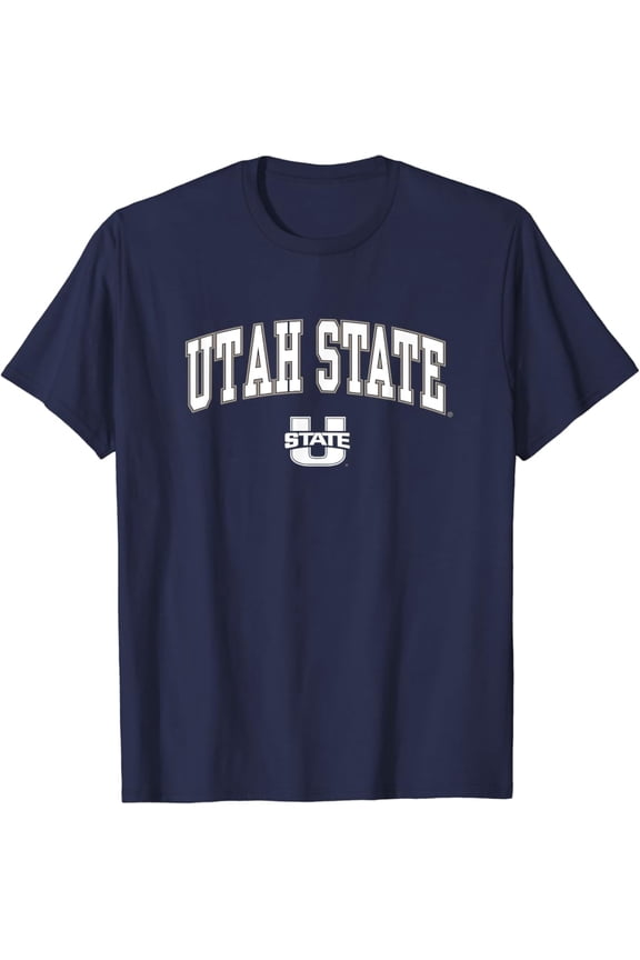 Mens Utah State Aggies Arch Over Navy T-Shirt