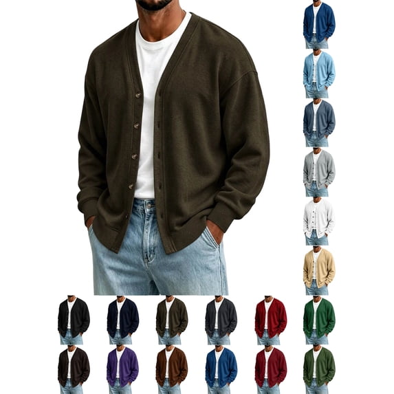Mens V Neck Cardigan Zaewscy Men's V Neck Button Down Cardigan Long Sleeve Loose Casual Jacket Army Green1 XXXL
