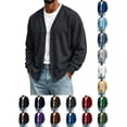 thumbnail image 1 of Mens V Neck Cardigan Zaewscy Men's V Neck Button Down Cardigan Long Sleeve Loose Casual Jacket Dark Gray XXXL, 1 of 6