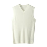 Mens V-Neck Knitted Sweater Vest Solid Plain Sleeveless Pullover