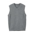 thumbnail image 1 of Mens V-Neck Knitted Sweater Vest Solid Plain Sleeveless Pullover, 1 of 5