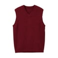 thumbnail image 1 of Mens V-Neck Knitted Sweater Vest Solid Plain Sleeveless Pullover, 1 of 5