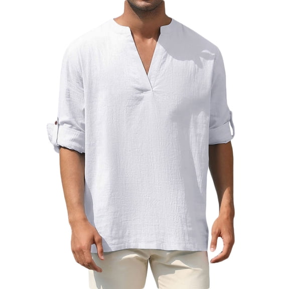 Mens V Neck Shirts Lightweight Long Sleeve Tshirts Shirt Casual Solid Color Pullover Breathable Basic Loungewear Beach T-Shirts Tops