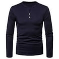 thumbnail image 1 of Mens V Neck Shirts Long Sleeve Casual Stylish Fitted Tops Navy Size L, 1 of 4