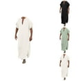 thumbnail image 1 of Mens V-Neck Short Sleeve Cotton Robe, Casual Loose Lightweight, Big and Tall, Long Sleeping Gown, 1 of 7