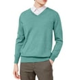 thumbnail image 1 of Mens V Neck Sweater Cable Knit Long Sleeve Casual Ribbed Pullover Sweaters Mint Green 2XL, 1 of 3