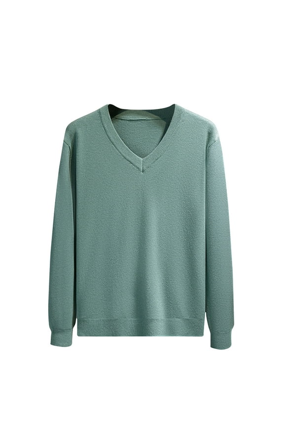 Mens V Neck Sweater, Fall Sweaters for Men Big and Tall Fashion Loose Fit Solid Color Long Sleeve Pullover M-3XL