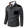 thumbnail image 1 of Mens V Neck Sweater Men's Stand Collar Pullover Long Sleeved Loose Base Shirt Tops Sweater Stand-Up Collar Sweater Ribbed Knit Sweater Tops S-113 Dark Gray XL, 1 of 1