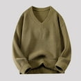 thumbnail image 1 of Mens V Neck Sweaters Knitted Long Sleeve Sweatshirts Shirts Casual Solid Color Pullover Slim Thermal Warm Going-Out Loungewear Sweater Tops, 1 of 6